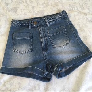 H&M high waisted shorts, braided waist sz4